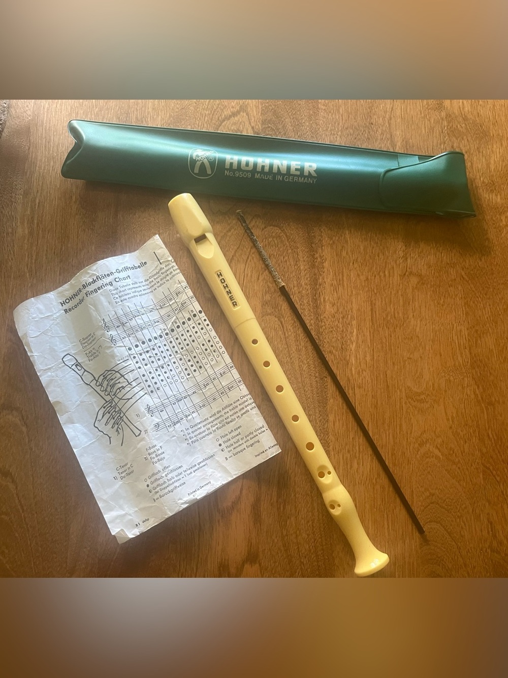 Hohner Soprano Recorder in Cream with Green Case